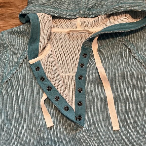 Soft Surroundings Just Beachy Sweatshirt SZ Large Terry Cloth Pullover Hood Blue - Picture 4 of 11